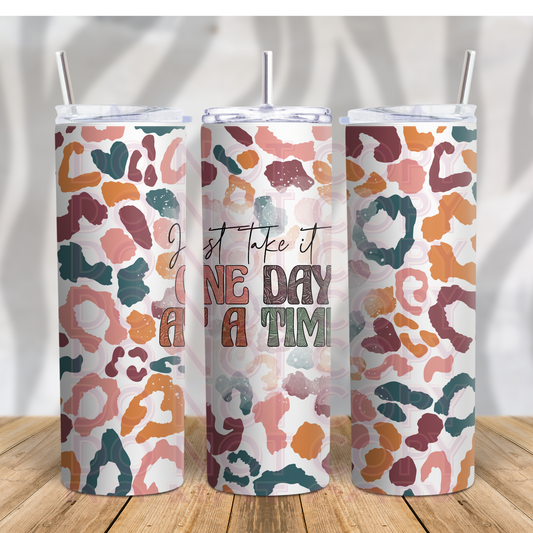 Just Take it One Day at a Time 20oz Skinny Tumbler Grape Vine Wholesale