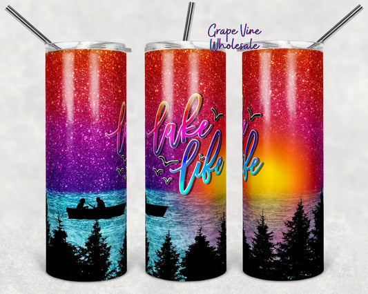 Lake Life Rainbow Ombre 20oz Skinny Tumbler Grape Vine Wholesale