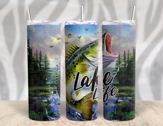 Lake Life (bass) 20oz Skinny Tumbler Grape Vine Wholesale