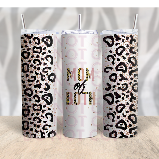 Leopard Print Mom of Both 20oz Skinny Tumbler Grape Vine Wholesale