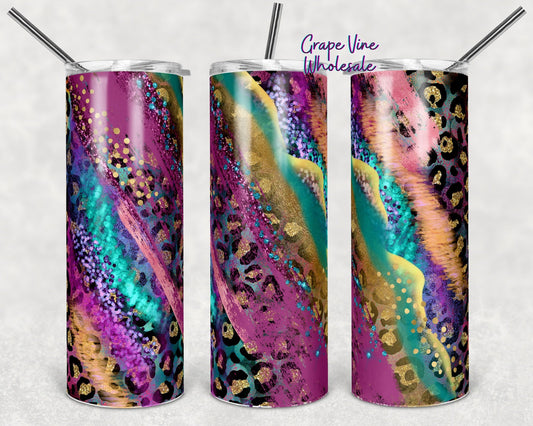 Leopard Shiny Pink Milkyway 20oz Skinny Tumbler Grape Vine Wholesale