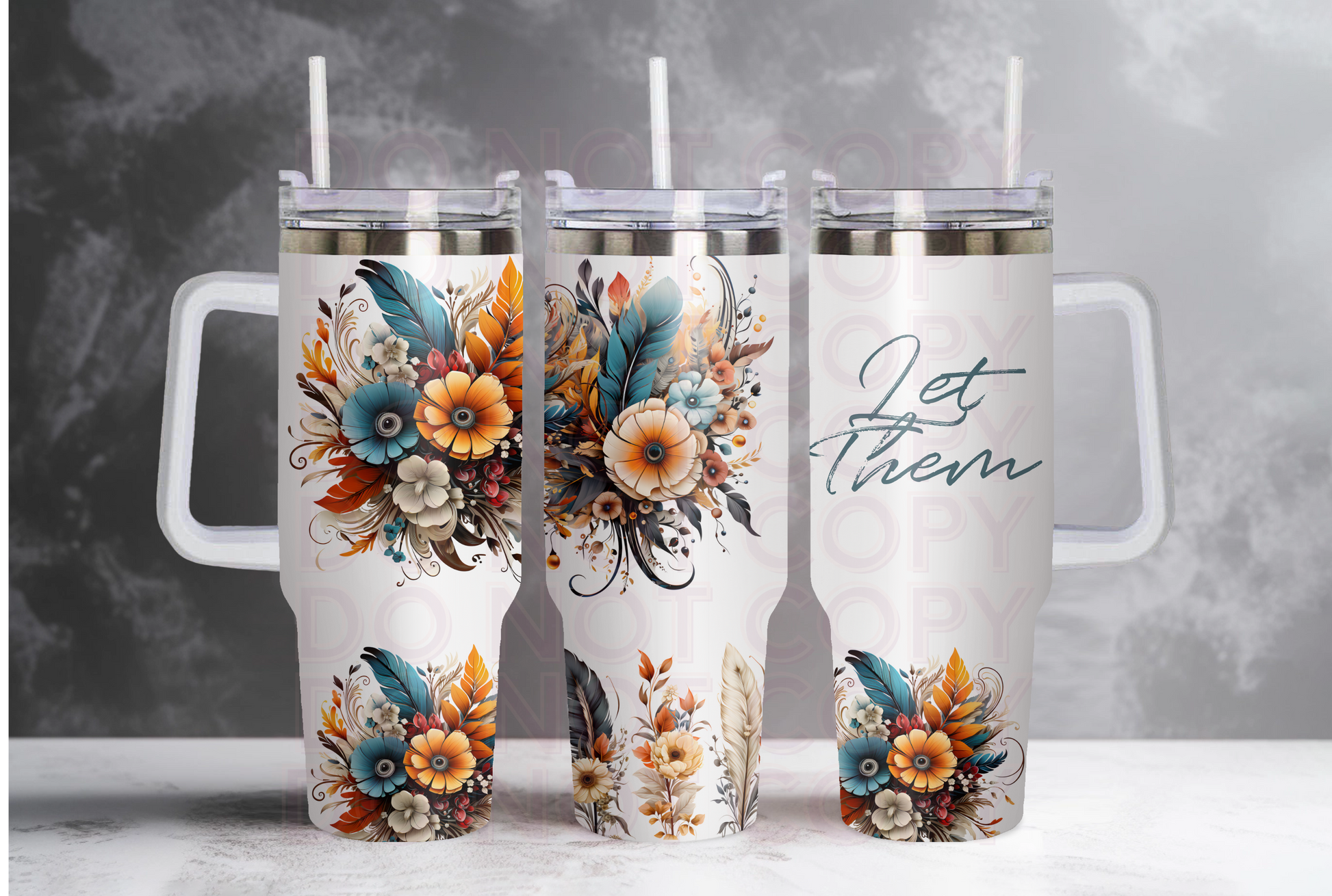 Let Them -Feathers- 40oz tumbler Grape Vine Wholesale