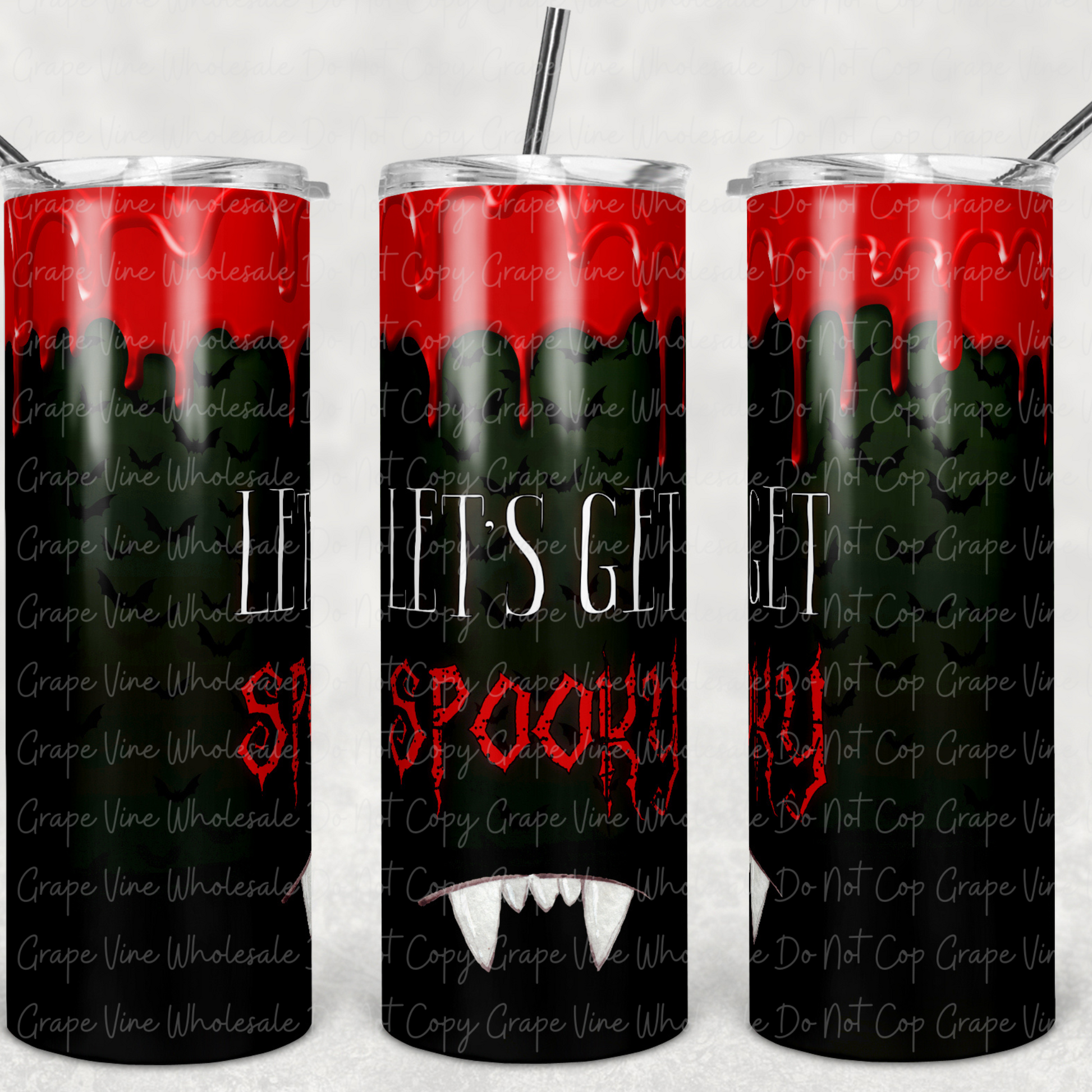 Let's Get Spooky 20oz Skinny Tumbler Grape Vine Wholesale