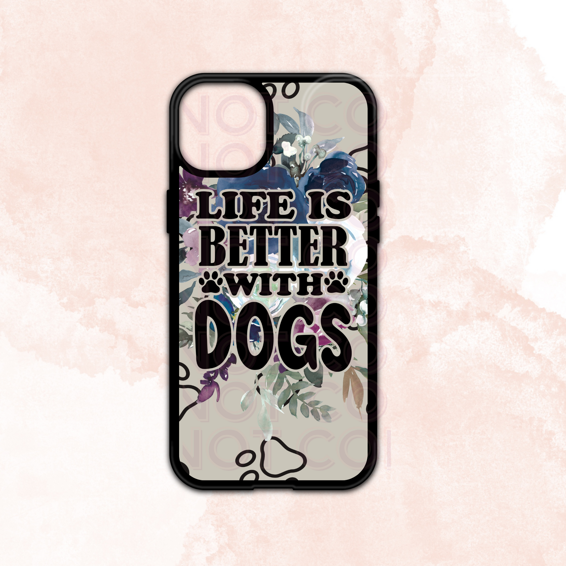 Life is Better with Dogs iPhone Case Slight Glitter Finish MOQ 5 Grape Vine Wholesale