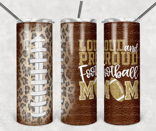 Loud and Proud Football Mom 20oz Skinny Tumbler Grape Vine Wholesale