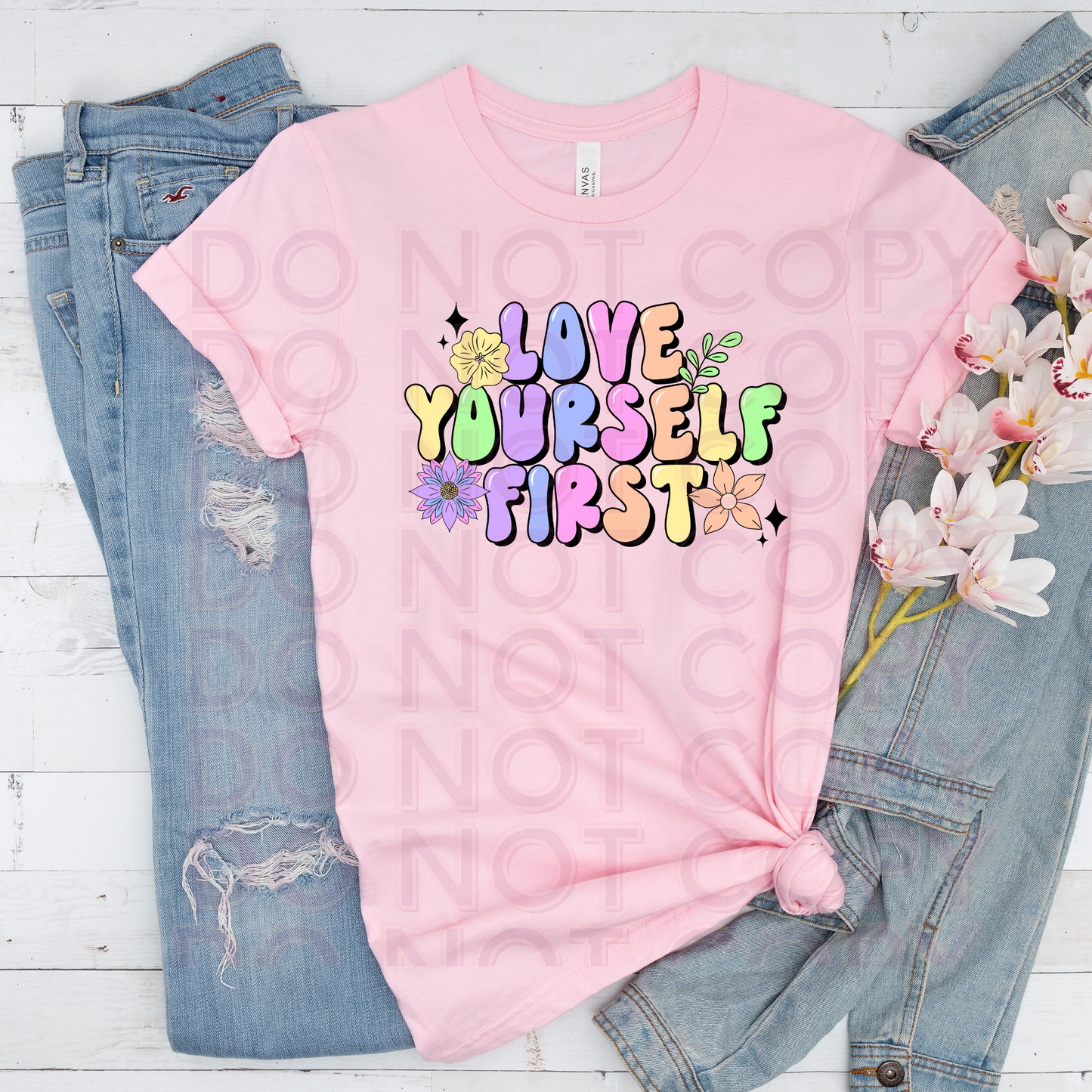 Love Yourself First Short Sleeve Tee Grape Vine Wholesale