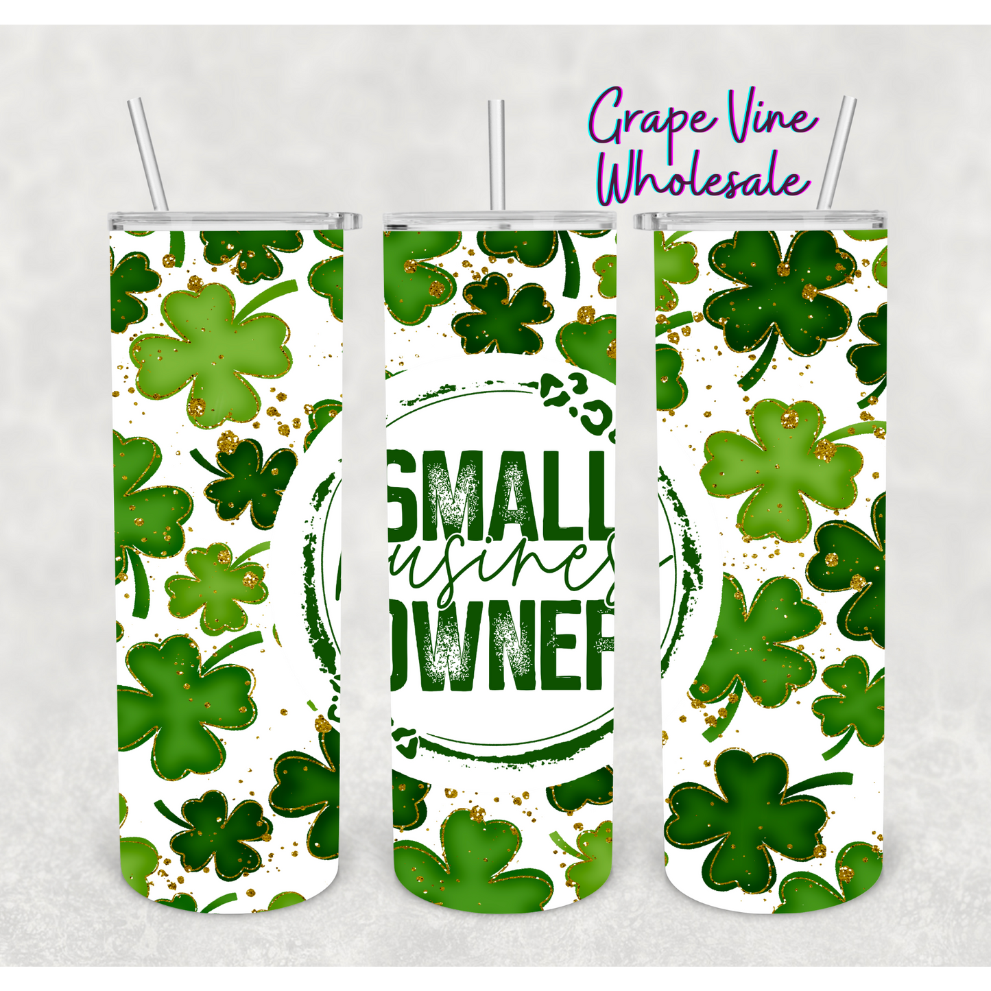 Lucky Clover Small Business Owner 20oz Skinny Tumbler Grape Vine Wholesale