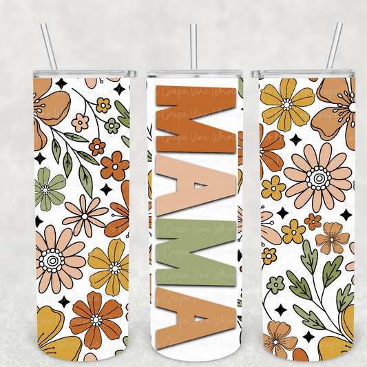 Mama (Retro Flowers) 20oz Skinny Tumbler Grape Vine Wholesale