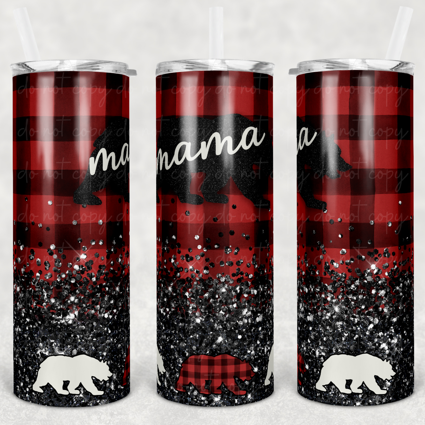 Mama bear Buffalo plaid 20oz Skinny Tumbler Grape Vine Wholesale