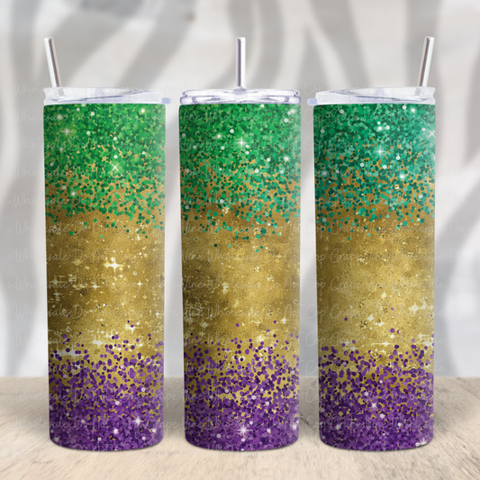 Mardi Gras Glitter 20oz Skinny Tumbler Grape Vine Wholesale