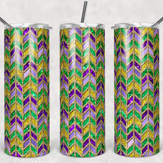 Mardi Gras Herringbone 20oz Skinny Tumbler Grape Vine Wholesale