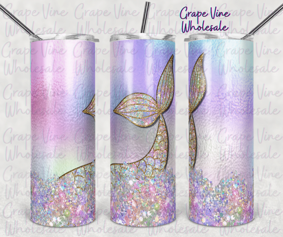 Mermaids Are Meant To Glisten & Shine 20oz Skinny Tumbler Grape Vine Wholesale