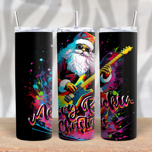 Merry Rockin Christmas- Santa 20oz Skinny Tumbler Grape Vine Wholesale