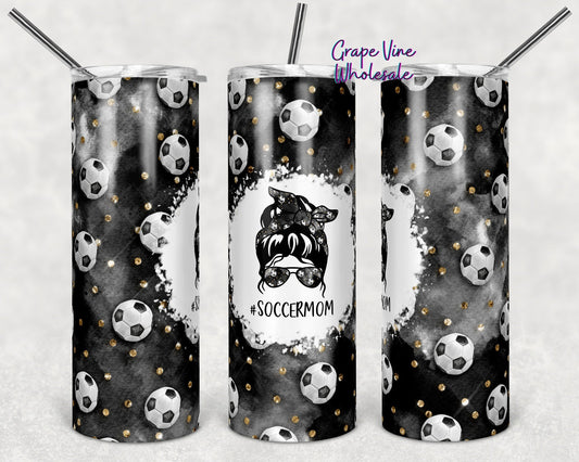 Messy #SoccerMom Bun 20oz Skinny Tumbler Grape Vine Wholesale