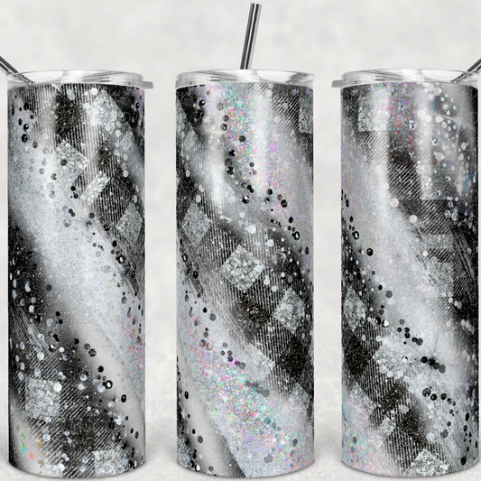 Milky way Black & White Plaid  20oz Skinny Tumbler Grape Vine Wholesale