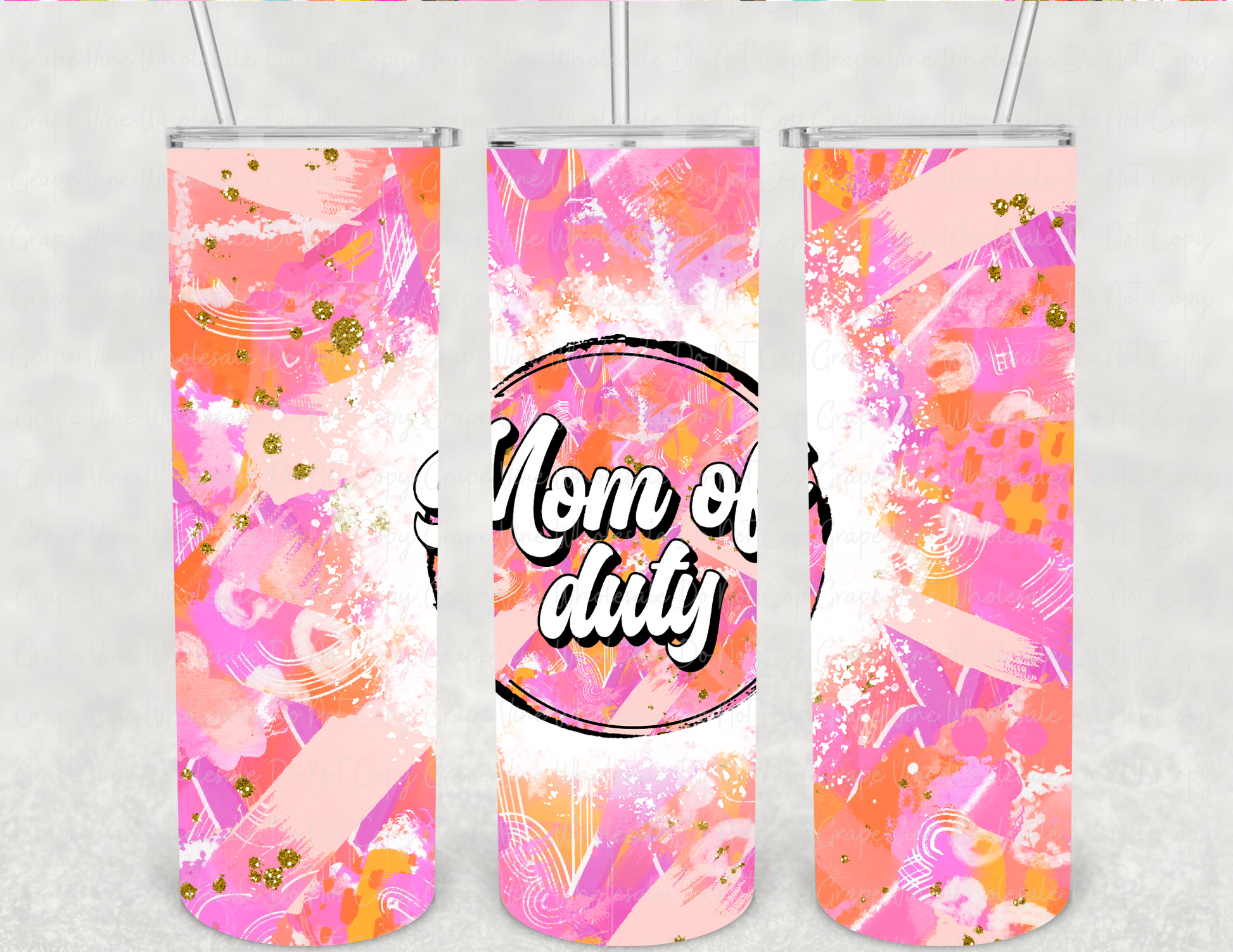 Mom Off Duty 20oz Skinny Tumbler Grape Vine Wholesale