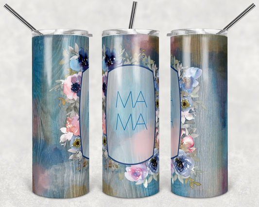 Navy Floral Mama 20oz Skinny Tumbler Grape Vine Wholesale