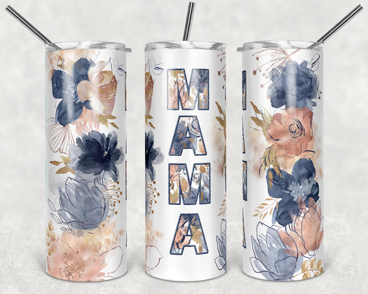 Navy and Rose Floral Mama 20oz Skinny Tumbler Grape Vine Wholesale