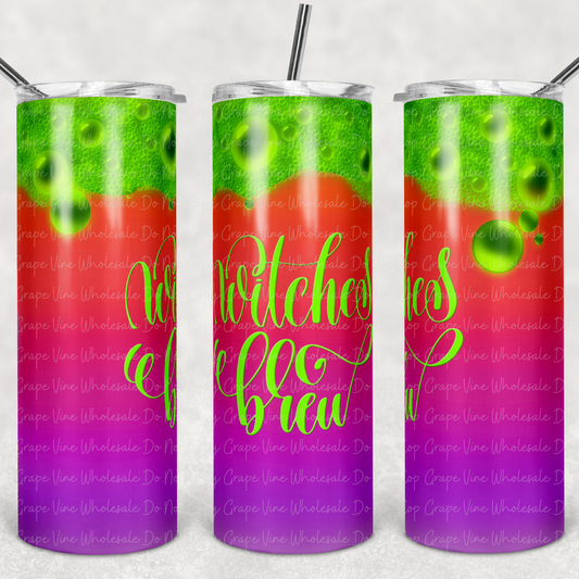 Neon Bubbling Witches Brew 20oz Skinny Tumbler Grape Vine Wholesale