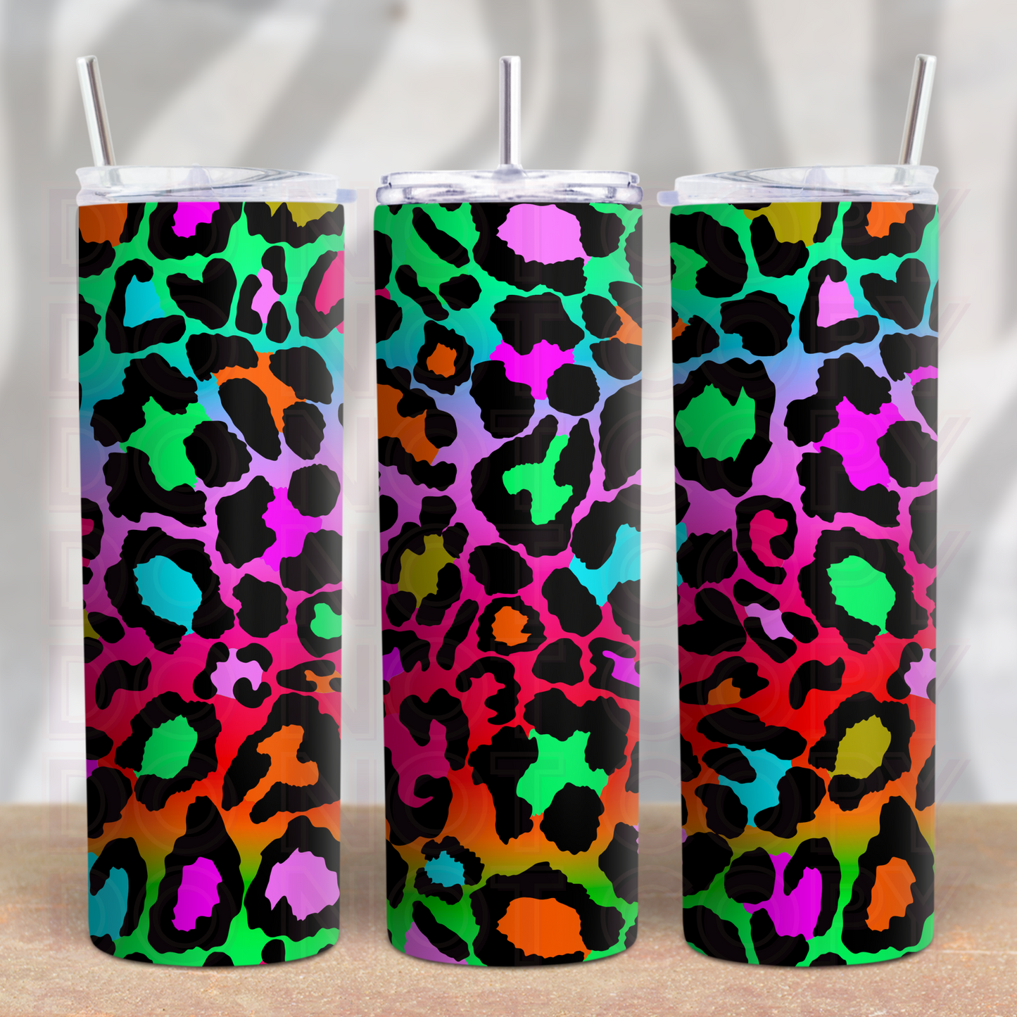 Neon Leopard Print 20oz Skinny Tumbler Grape Vine Wholesale