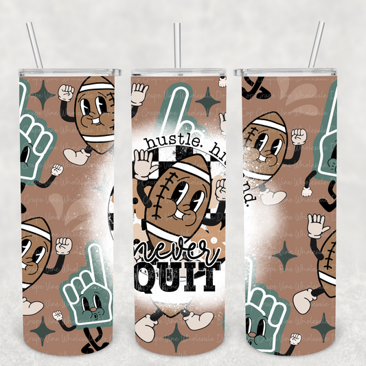 Never Quit (Retro Football)  20oz Skinny Tumbler Grape Vine Wholesale