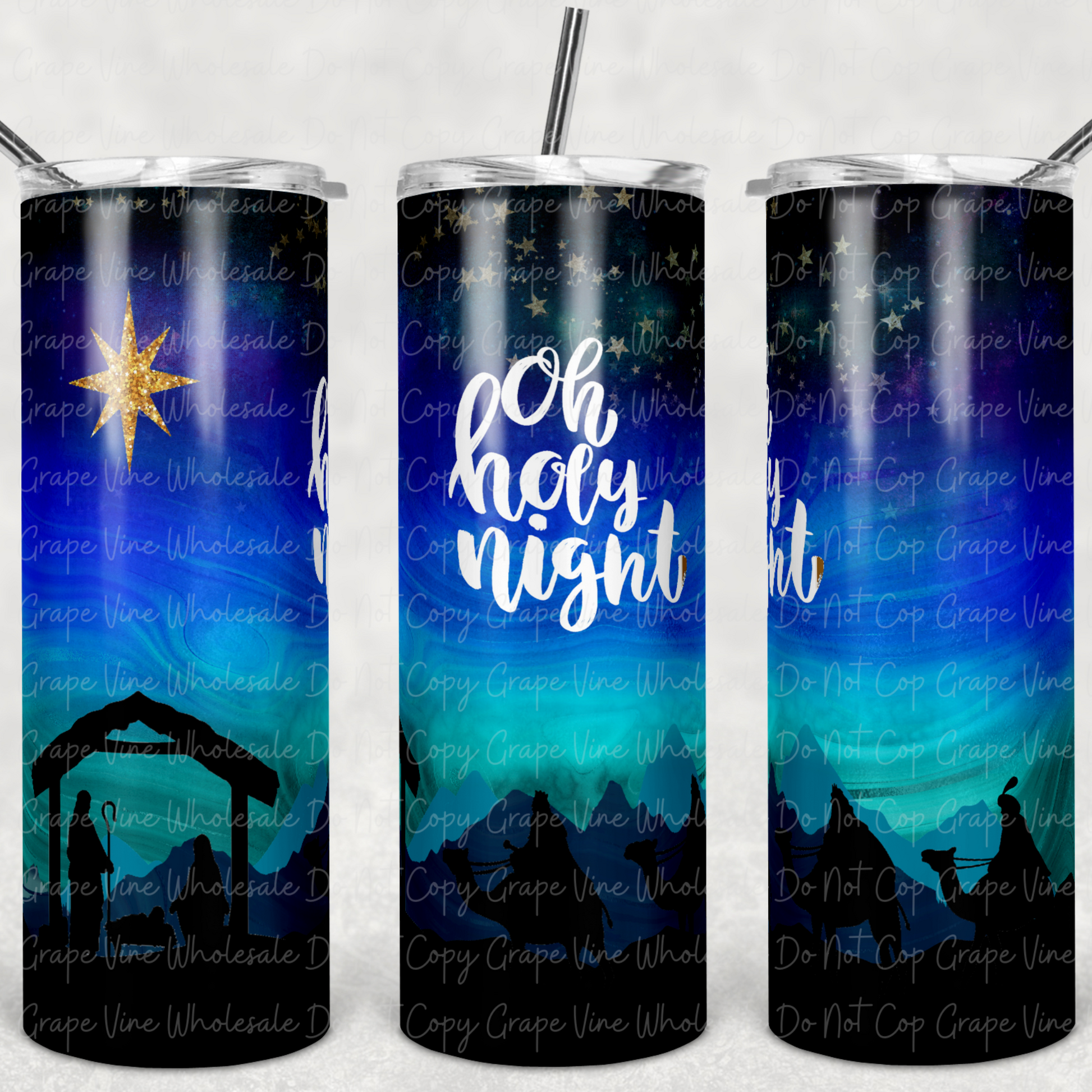 Oh Holy Night 20oz Skinny Tumbler Grape Vine Wholesale