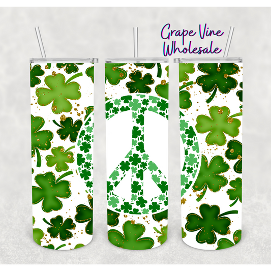 Peace & Lucky Clovers 20oz Skinny Tumbler Grape Vine Wholesale