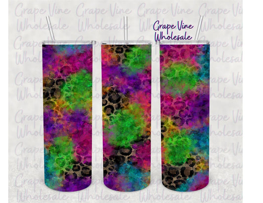 Peek A Boo Leopard & Bright Colors 20oz Skinny Tumbler Grape Vine Wholesale