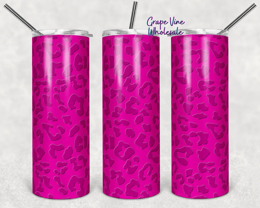 Pink Leopard Mock 20oz Skinny Tumbler Grape Vine Wholesale