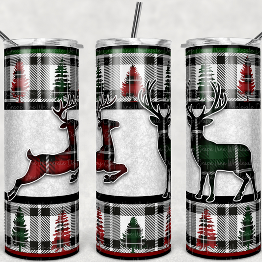 Plaid Deer  20oz Skinny Tumbler Grape Vine Wholesale