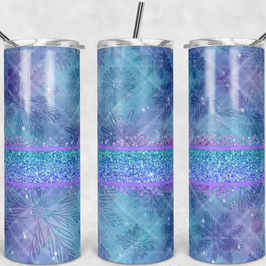 Plaid Teal Snowflakes  20oz Skinny Tumbler Grape Vine Wholesale