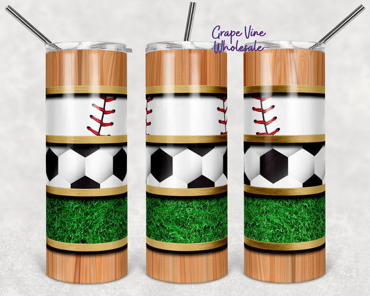 Playing The Field Stripe 20oz Skinny Tumbler Grape Vine Wholesale