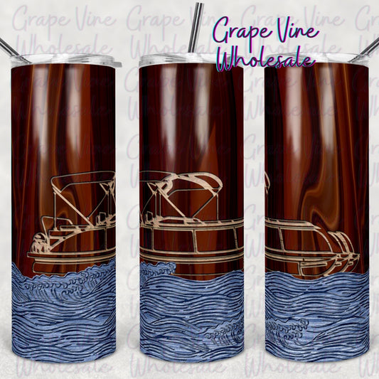 Pontoon on Woodgrain 20oz Skinny Tumbler Grape Vine Wholesale