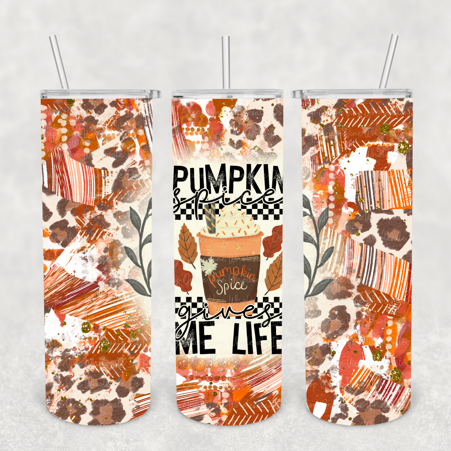 Pumpkin Spice Gives Me Life 20oz Skinny Tumbler Grape Vine Wholesale