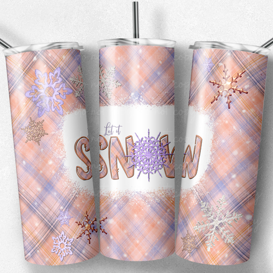 Quilted Pastel Let It Snow 20oz Skinny Tumbler Grape Vine Wholesale