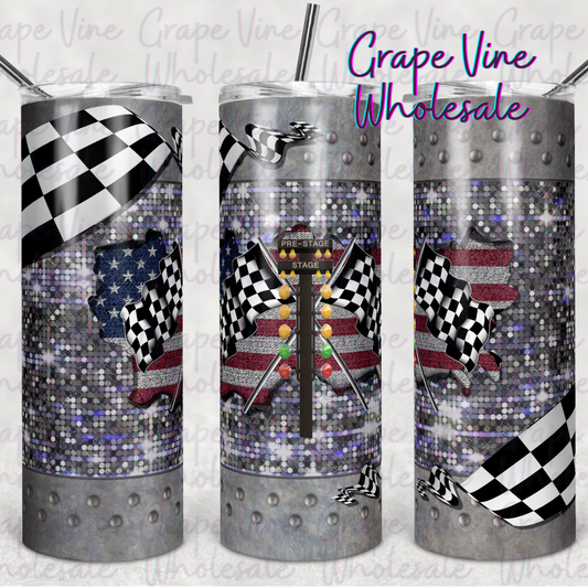 Racing Tree American Flag 20oz Skinny Tumbler Grape Vine Wholesale