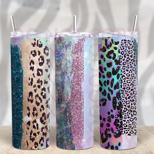 Rainbow Holographic Leopard 20oz Skinny Tumbler Grape Vine Wholesale