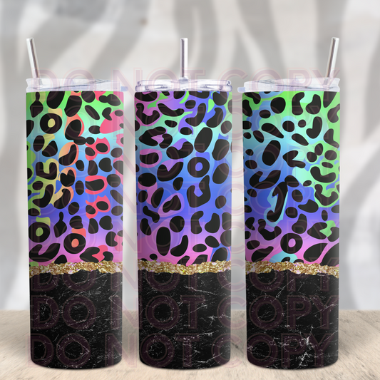 Rainbow Leopard and Marble 20oz Skinny Tumbler Grape Vine Wholesale