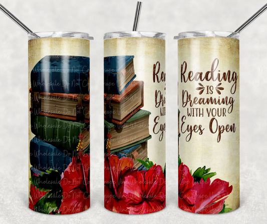 Reading is Dreaming with Your Eyes Open 20oz Skinny Tumbler Grape Vine Wholesale