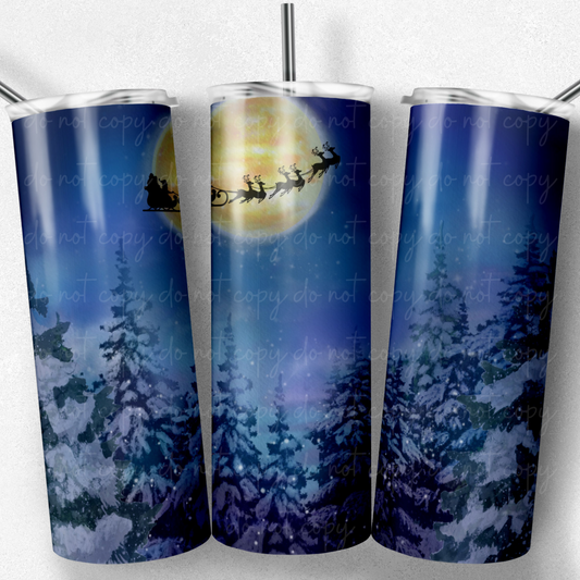 Santa on a Snowy Night 20oz Skinny Tumbler Grape Vine Wholesale