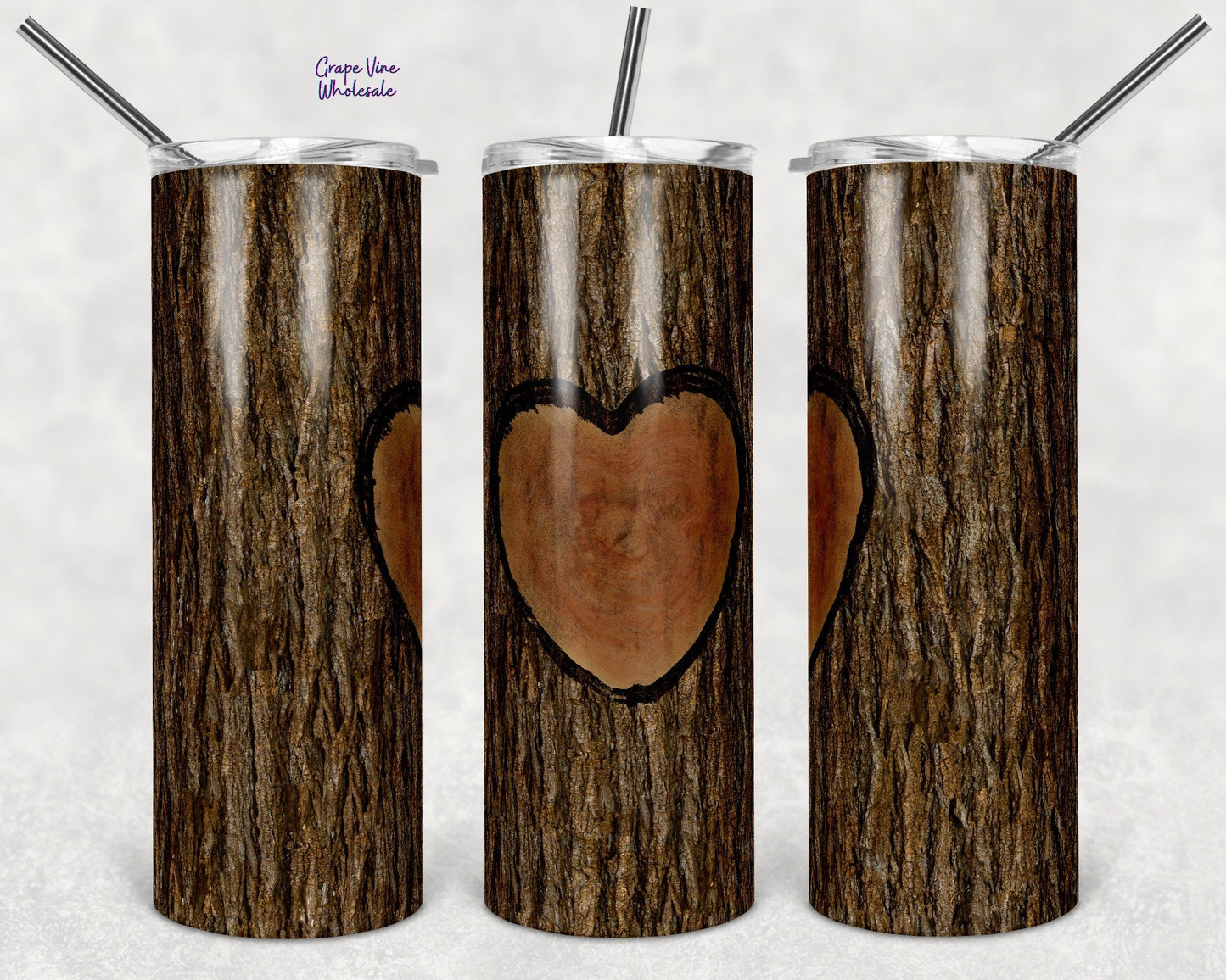 Sappy Heart 20oz Skinny Tumbler Grape Vine Wholesale