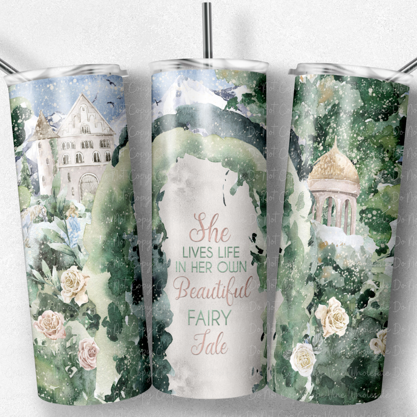 She lives life in her own beautiful fairytale 20oz Skinny Tumbler Grape Vine Wholesale