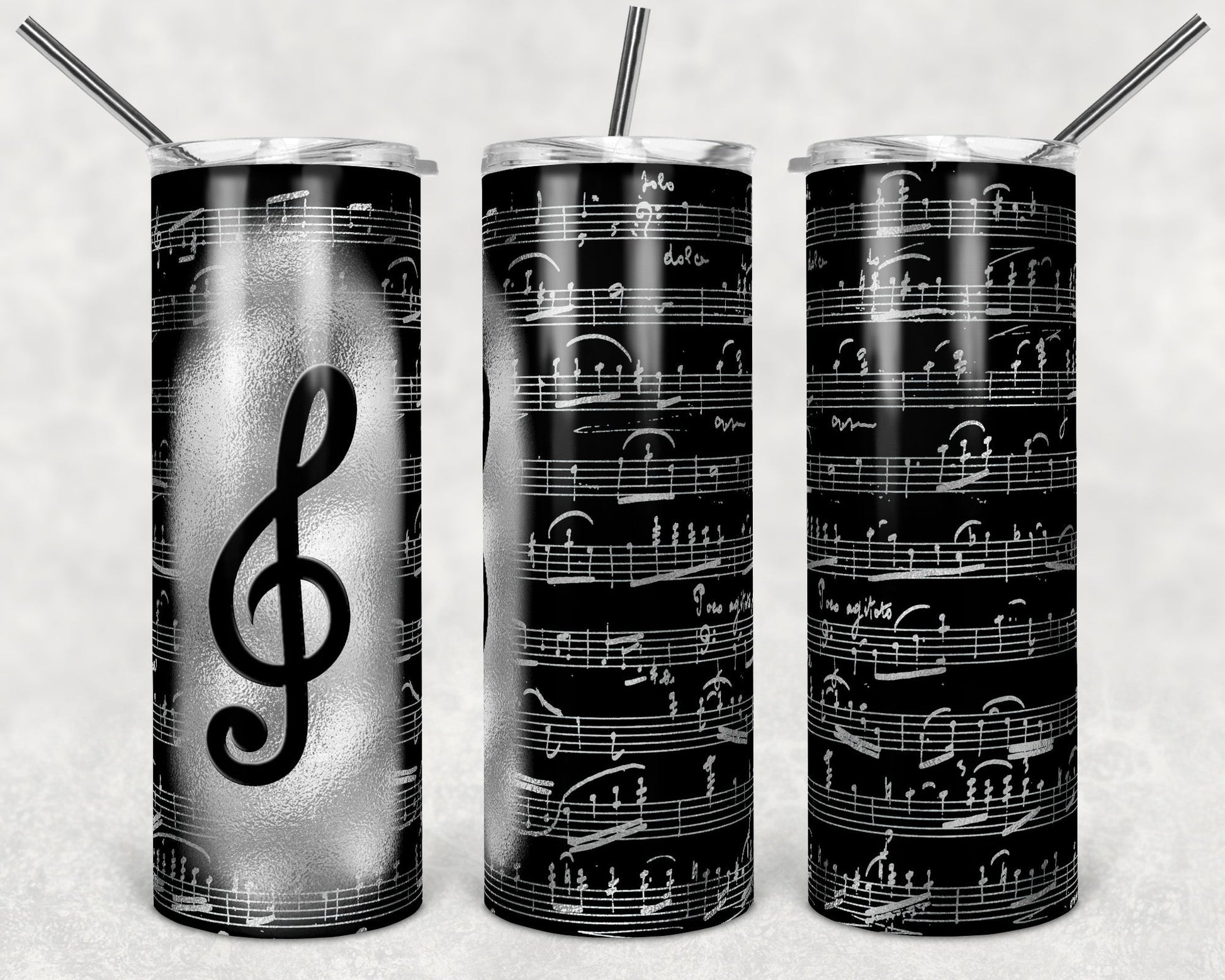 Sheet Music with Treble Clef 20oz Skinny Tumbler Grape Vine Wholesale