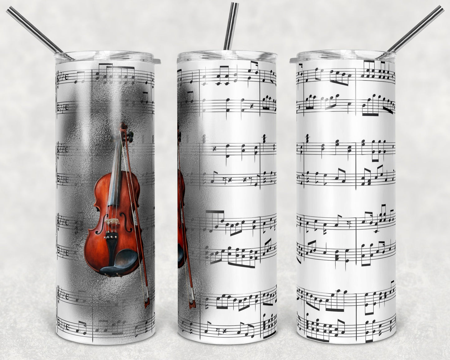 Sheet Music with Violin 20oz Skinny Tumbler Grape Vine Wholesale