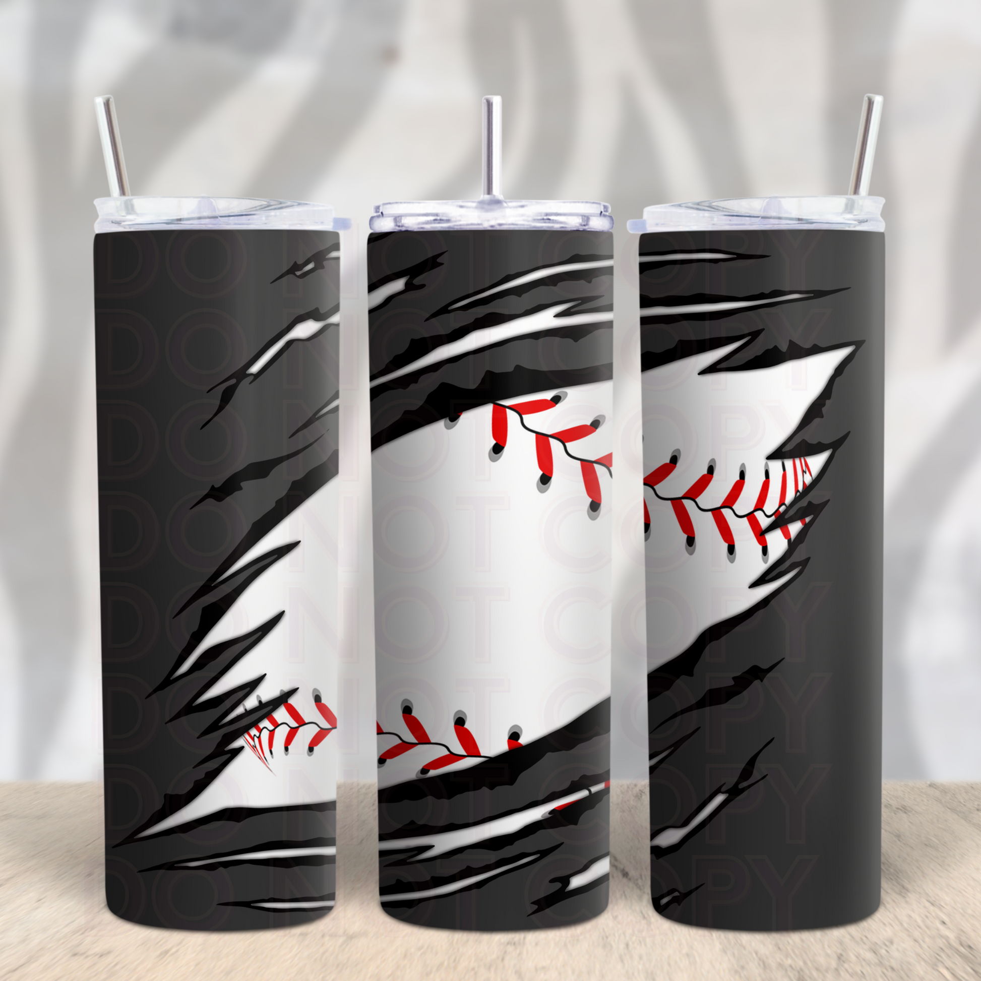 Shredded Baseball 20oz Skinny Tumbler Grape Vine Wholesale