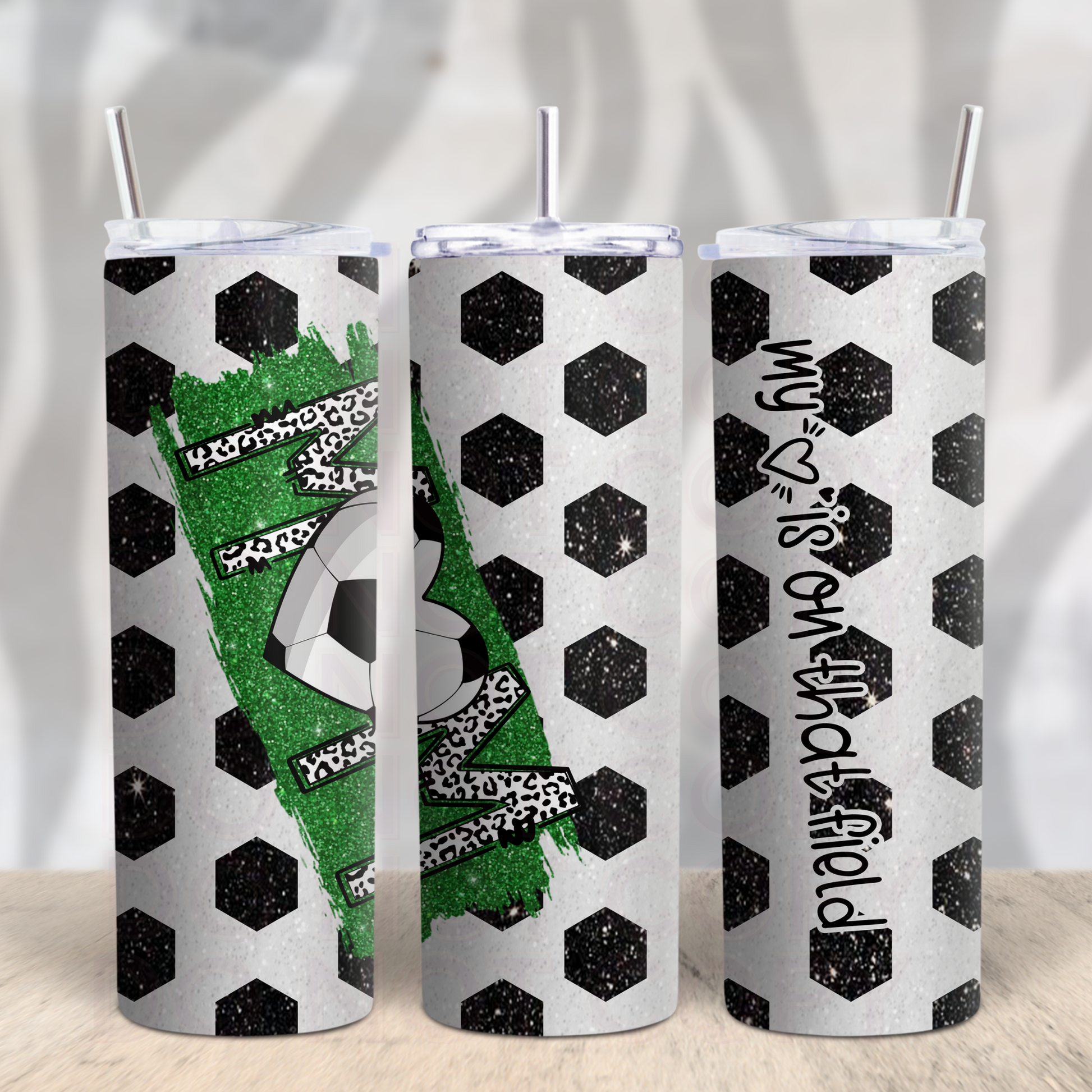 Soccer Mom- My heart is on that field- 20oz Skinny Tumbler Grape Vine Wholesale