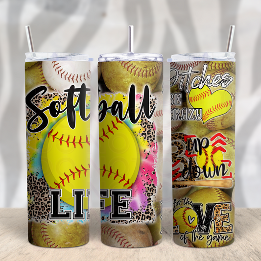 Softball Life 20oz Skinny Tumbler Grape Vine Wholesale