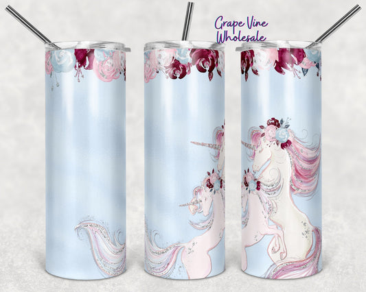 Sparkle Like A Unicorn Blue 20oz Skinny Tumbler Grape Vine Wholesale