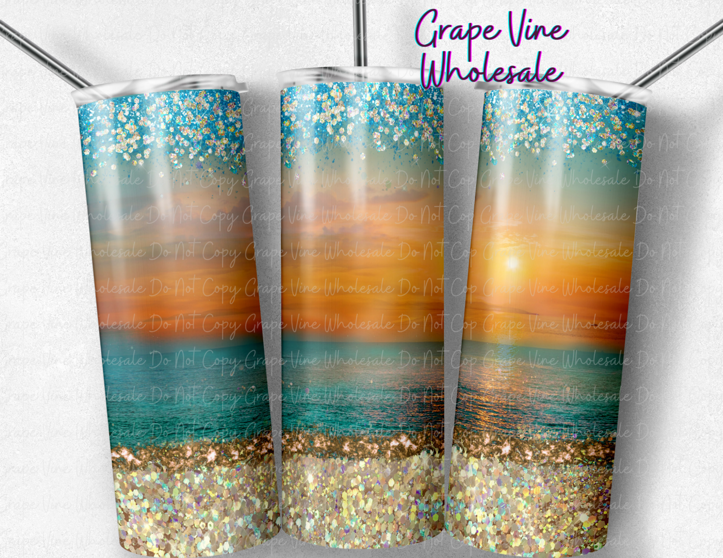 Sparkling Beach 20oz Skinny Tumbler Grape Vine Wholesale