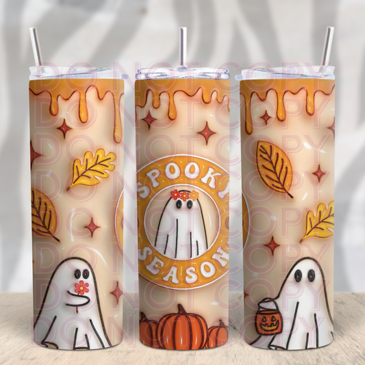 Spooky Season Faux 3D Ghosts 20oz Skinny Tumbler Grape Vine Wholesale